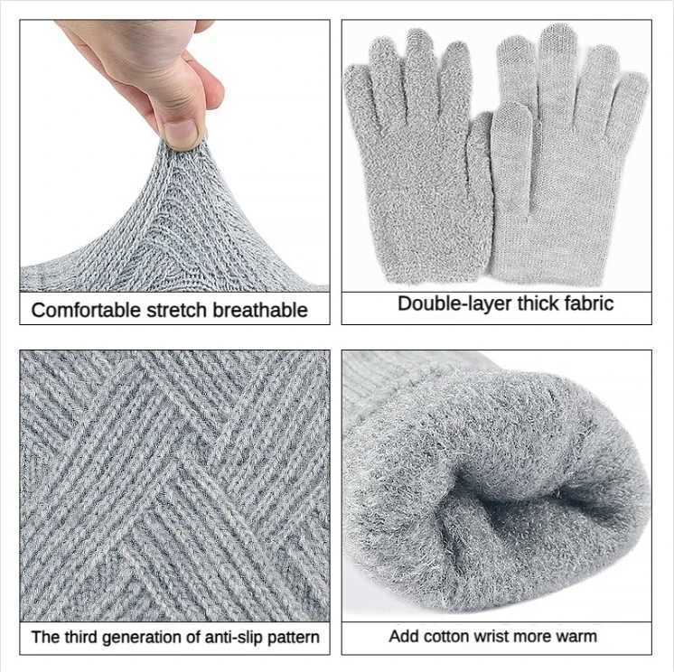 Fashion cashmere womens winter cashmere refrigerated double-layer thick touch screen knitted wool Gs W241026
