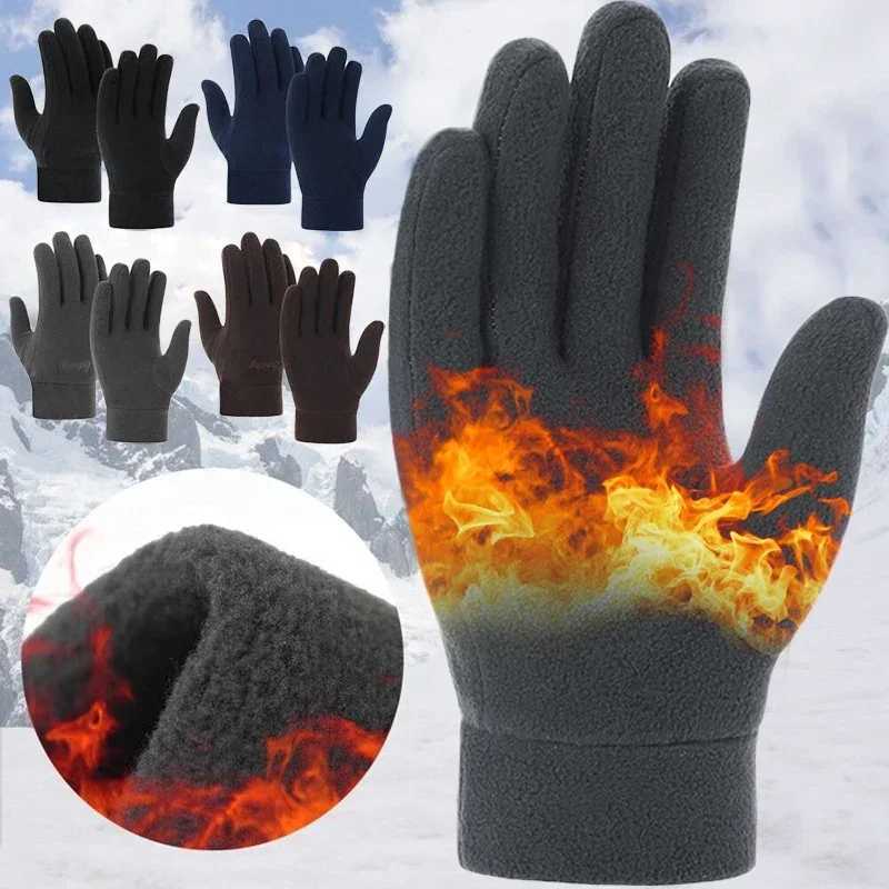 Mens Thick Wool Gs Winter Warmth Full Finger Gs Outdoor Windproof Running Bicycle Gloves W241026