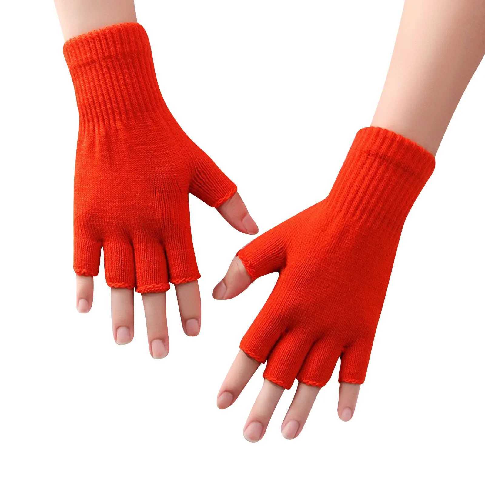 1 pair of black half finger Gs womens and mens wool knitted wrist cotton Gs winter warmth exercise Gs W241026