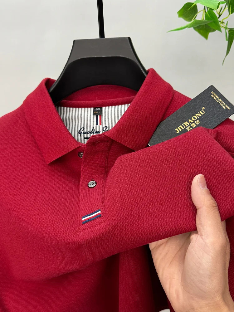 High Quality Polo Shirt Cotton Mens Embroidery Business Casual Autumn Long Sleeve Tshirt Fashion Lapel 241025