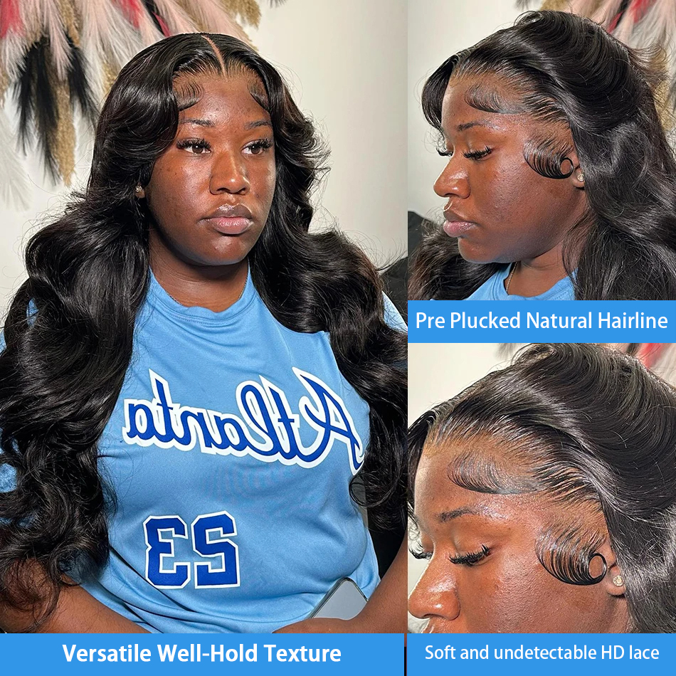 13x4 13x6 HD Transparent Front Body Wave Brazilian Remy Human Hair 200 Density Lace Frontal Wig For Women 32 Inches