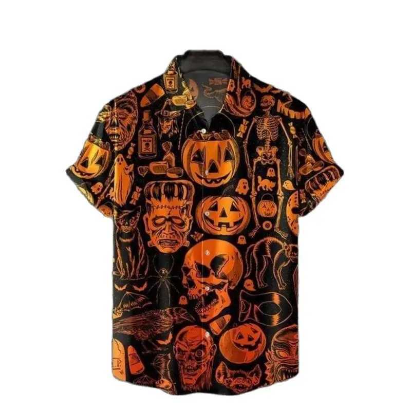Mens Halloween shirt 3D printed Coolpad shirt hip-hop oversized mens clothing Haian summer beach holiday short Slve W241026