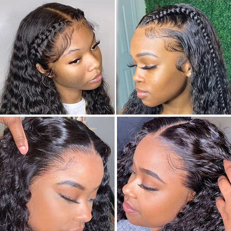 Deep Wave 13x6 Trasparent Lace Front Human for Women Water Curly Pre Plucked with Baby Hair Wet and Wavy Wigs