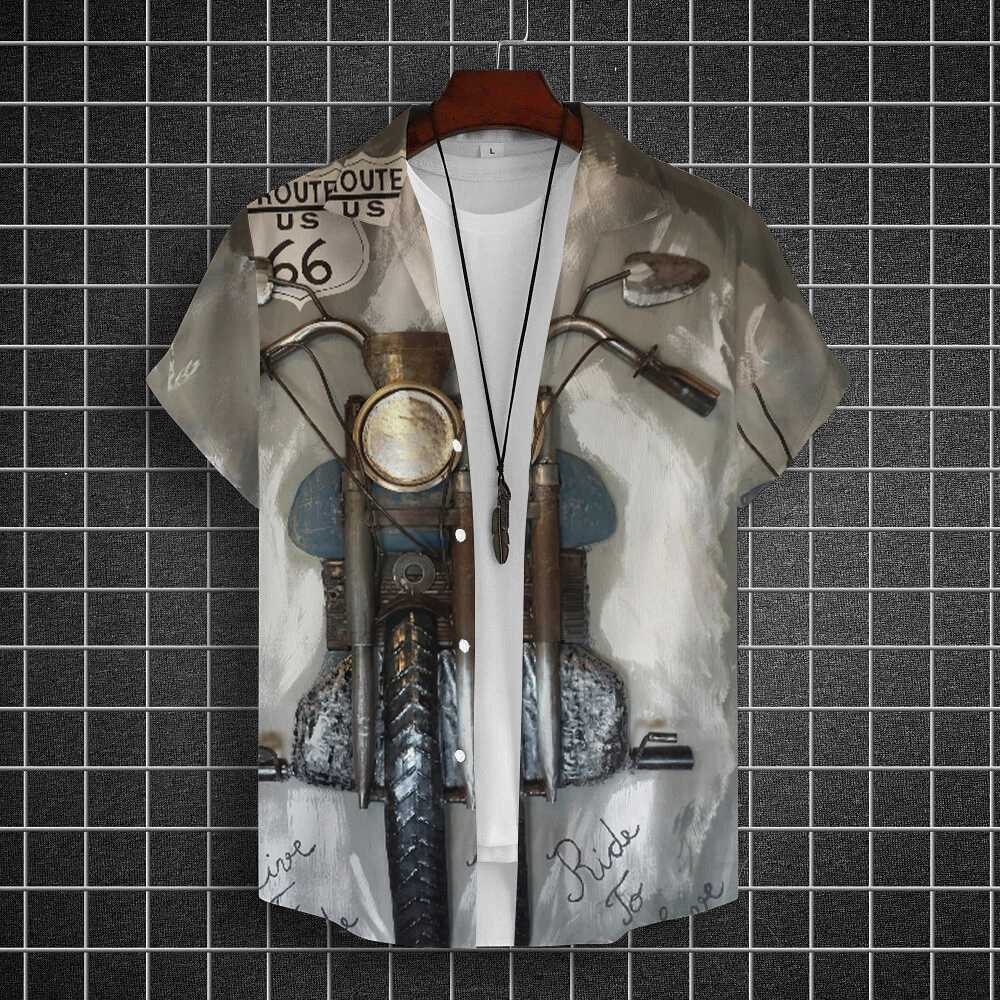 Retro mens motorcycle shirt print Ts car print short Slve top summer mens clothing classic car shirt oversized shirt W241026