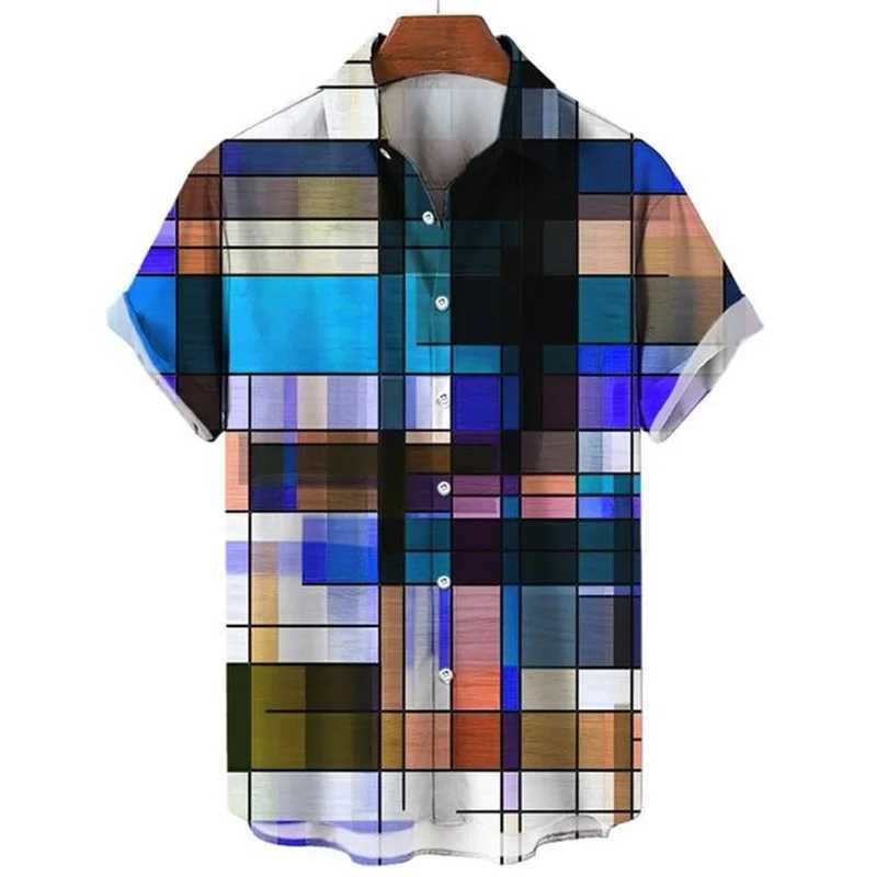Mens colorful 3D printed plain weave shirt hot selling fur fashion Haian shirt loose short Slve button beach shirt mens clothing W241026