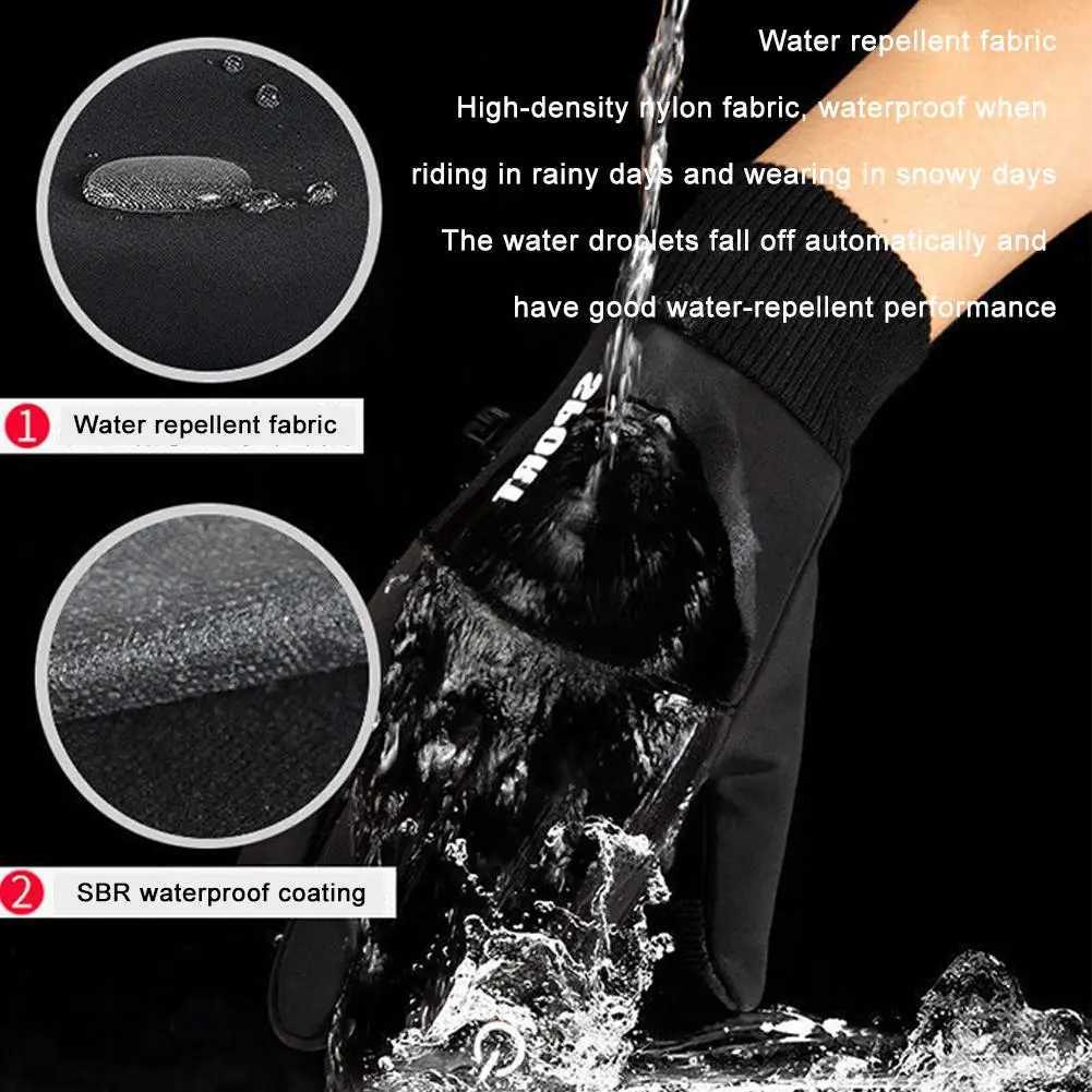 Mens Winter Waterproof Bicycle Gs Outdoor Sports Running Motorcycle Skiing Touchscreen Wool Gs Anti slip Warm Full Finger W241026