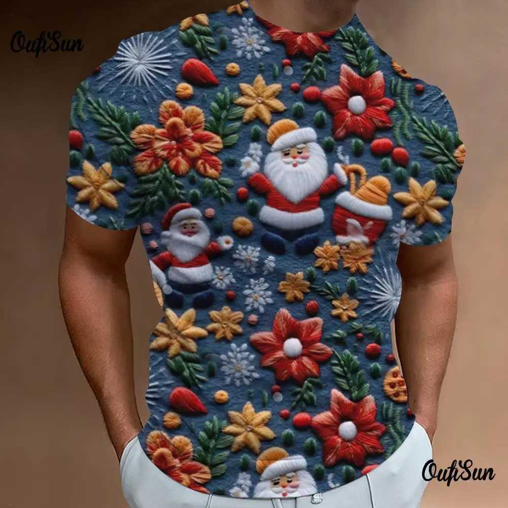 Mens Christmas T-shirt loose oversized T-shirt daily casual short Slyved Strt designer Ts premium sportswear W241026