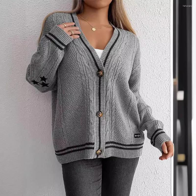 Women's Sweaters Suninbox Autumn And Winter Warm Sweater Cardigan Chic Red Star Embroidery Loose Casual Knitted Women