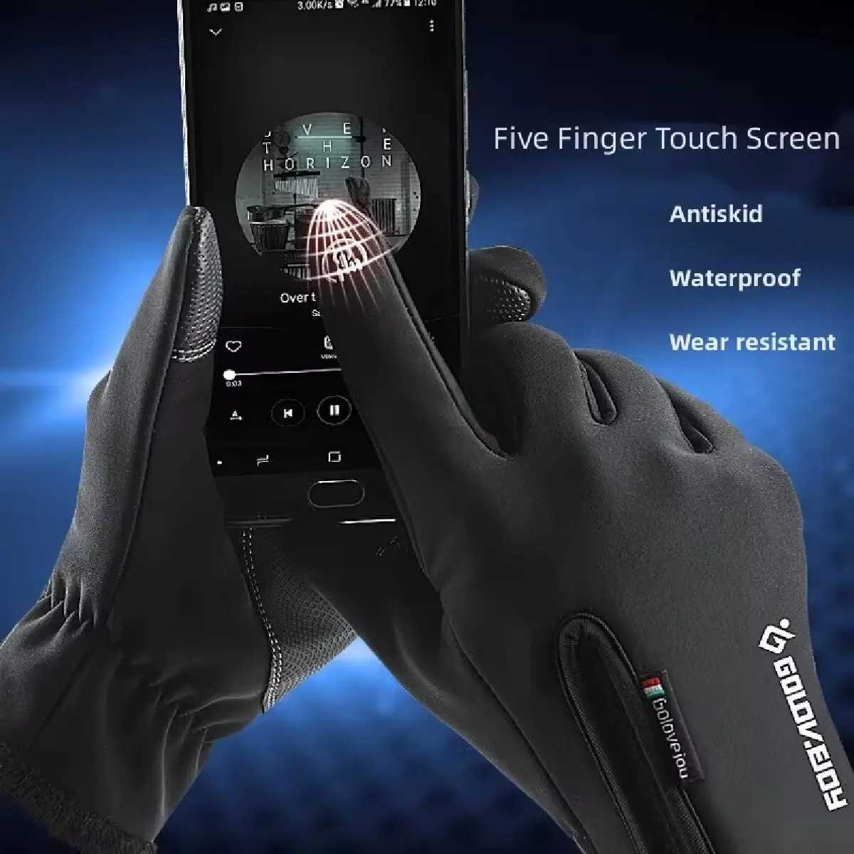 Cold resistant skiing waterproof winter cycling plush insulation touch screen windproof and anti-skid W241026