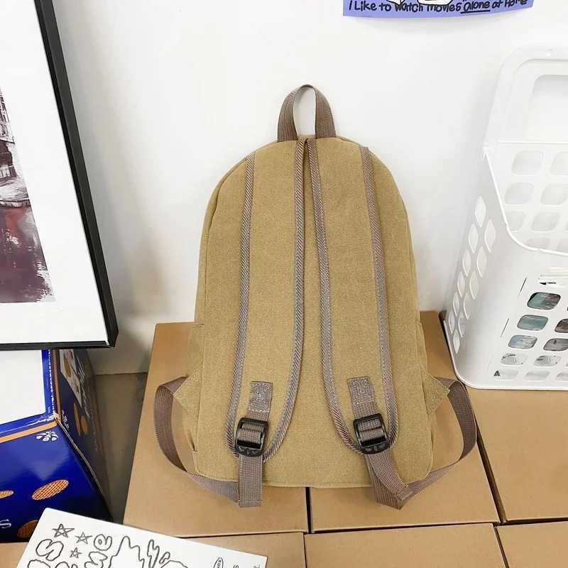 Solid Black Canvas Backpacks 100% Cotton Leisure Or Travel Bags Unisex Large Capacity Packages Fashion Simple School Bags bolsaXJ241026