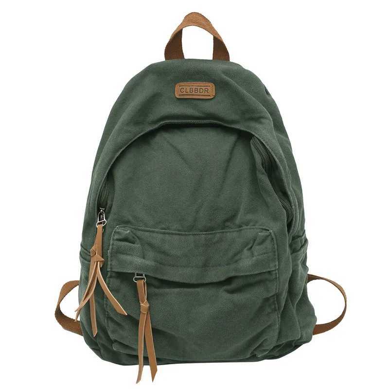 Unisex 100% Cotton Backpacks Solid Color School Bags Large Capacity Clouth Leisure Or Travel Bags Lazy Style SatchelsXJ241026