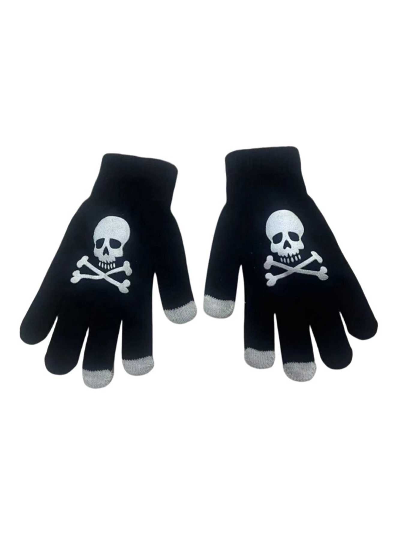 Mens Warm Winter and Winter Finger Knitted Fashion Skull Hand Pattern W241026