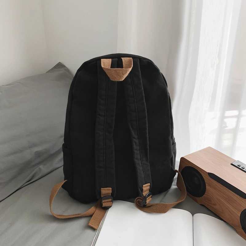Unisex 100% Cotton Backpacks Solid Color School Bags Large Capacity Clouth Leisure Or Travel Bags Lazy Style SatchelsXJ241026