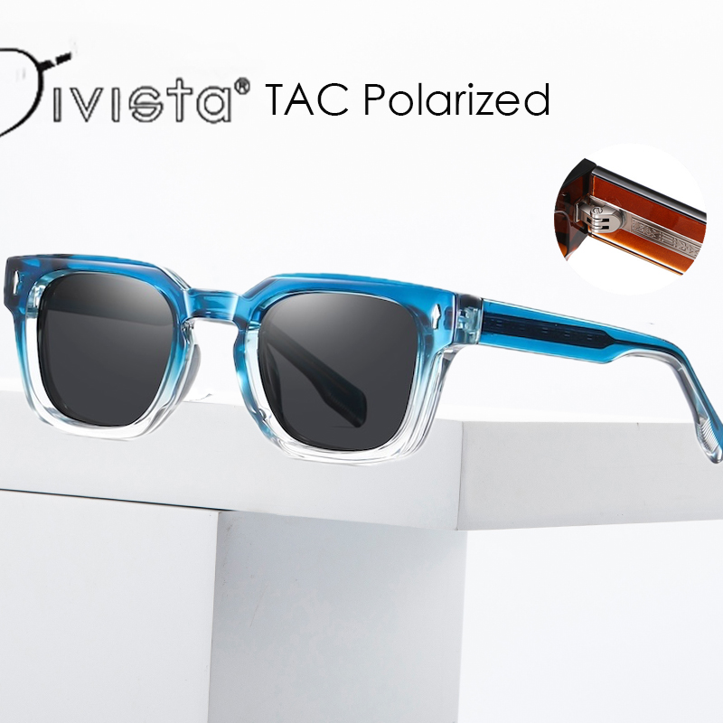 Square Polarized Sunglasses Men Luxury Brand Designer Sun Glasses Women Retro TR90 Vintage Driving Fishing Punk Clear Gradient Shades fashion Rivets S