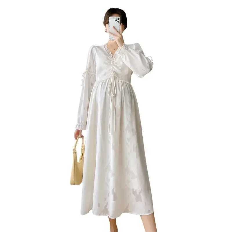 Autumn Plus Size Maternity Dress Sweet Lace Patch Work Dress Maternity Party Dress Maternity Wedding Dress W241026