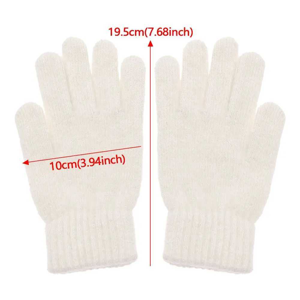 1 pair of winter warm knit full finger Gs mens elastic solid wool gloves thick outdoor cycling Gs W241026