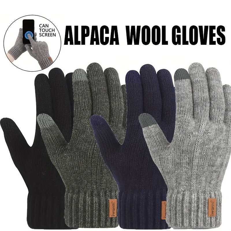 Winter Warmth Alpaca Wool Gs Full Finger Touch Screen Cashmere Gs Mens Thick Knitted Bicycle Driving Gs W241026
