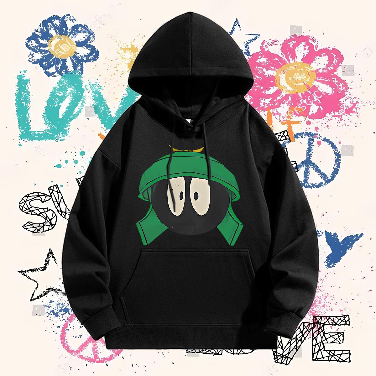 Classic Casual Hoodie Breathable Long Sleeve Loose Men Tops Hoodie Floral Print Clothes Hip Hop Street Tech Fleece
