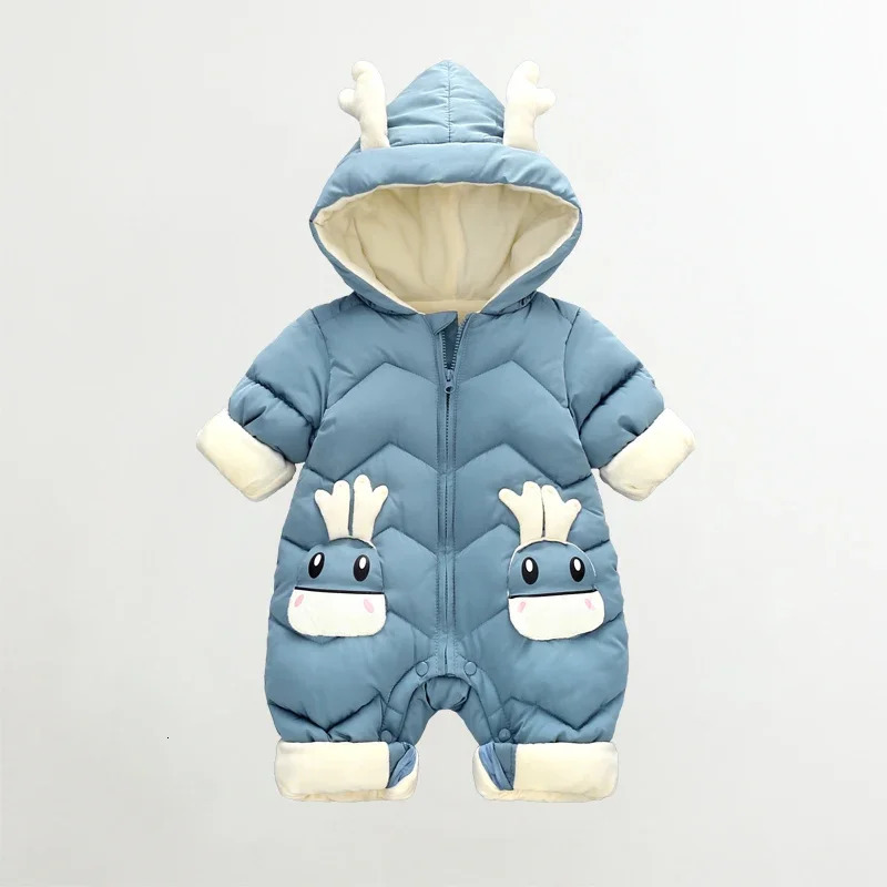 2024 born Baby Girl clothes Winter Snowsuit Plus Velvet Thick Baby Boys Jumpsuit 0-3 Years Romper boy Overalls Toddler Coat 241025