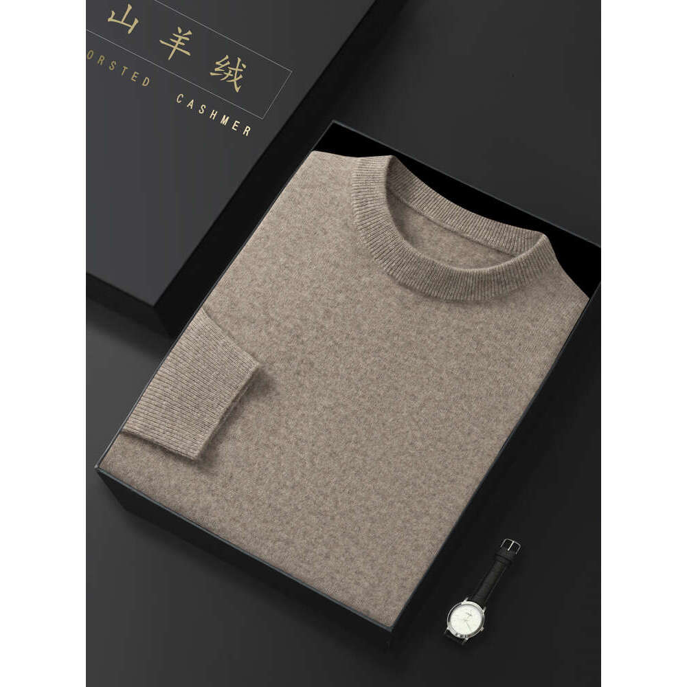 Aliselect Autumn Winter Men 100% Sweater O-Neck Long Sleeve Pullover Basic Soft Warm Cashmere Knitwear Smart Casual Top