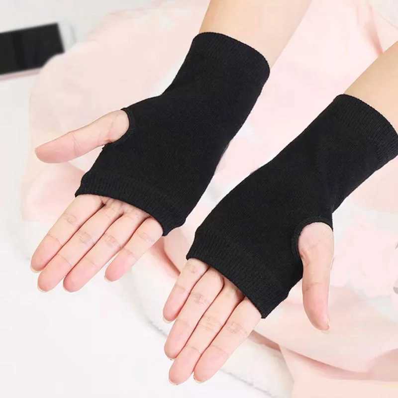 Black Punk Wrist Length Female Fingers Gs Mens Black Ninja Sports Outdoor Hip Hop Gs Cool Elastic Short Cotton Gloves W241026