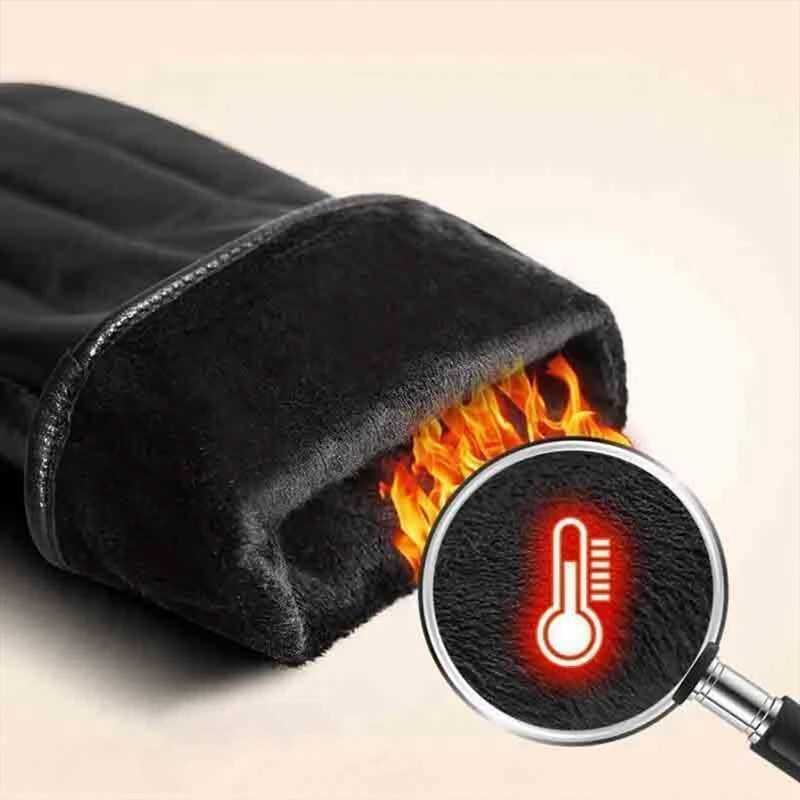 1 pair of high-quality all finger black riding Gs mens PU leather G winter warm touch screen Gs W241026
