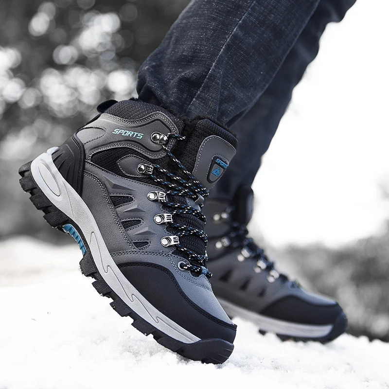 Men Winter Snow Waterproof Sneakers Plush Warm High Top Mens Boots Outdoor New Male Hiking Boot Shoe Size 39-47 241025