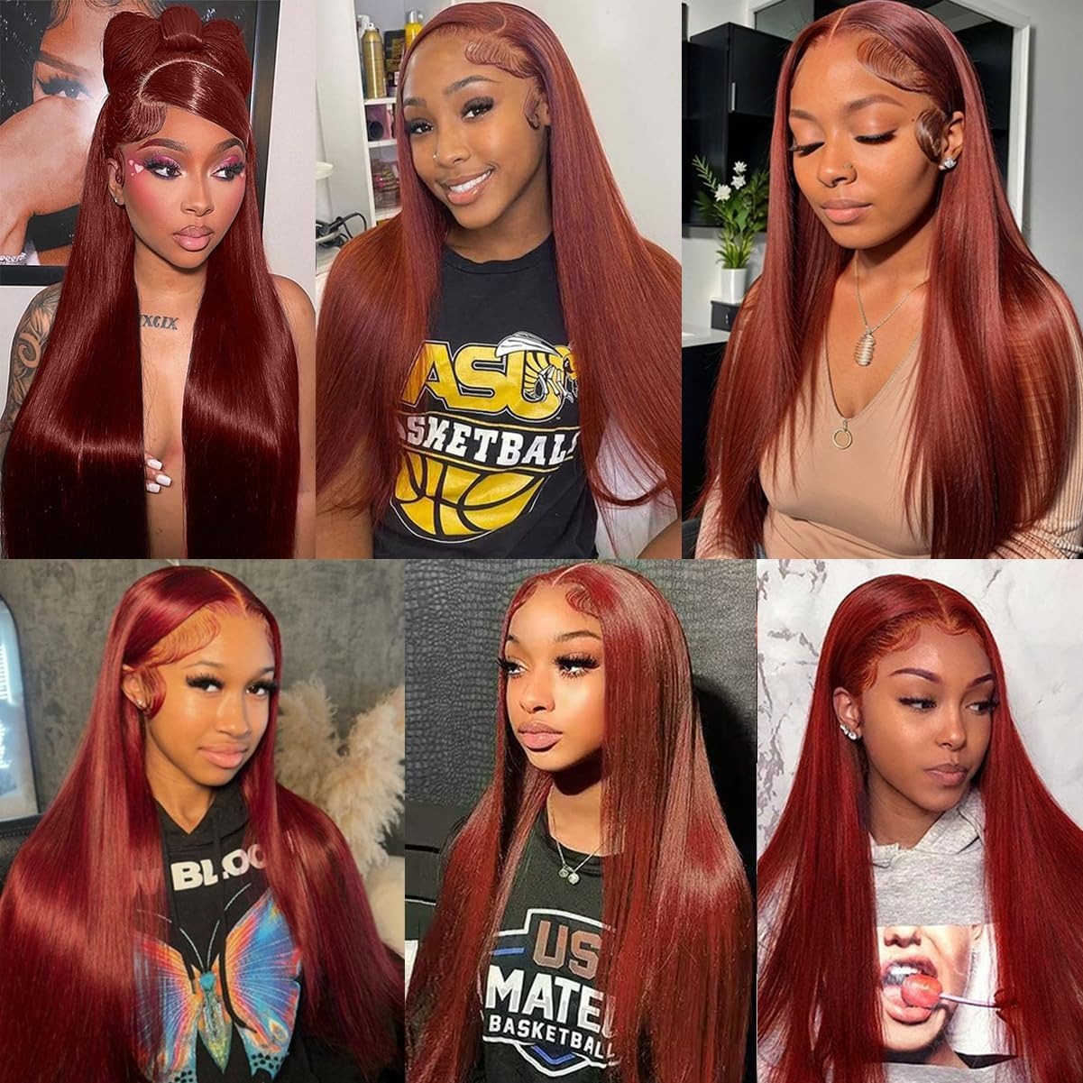 Reddish 4x4 Closure Wigs Human 180% Density Straight Copper Red Lace Front Wig Auburn Brown Brazilian Hair