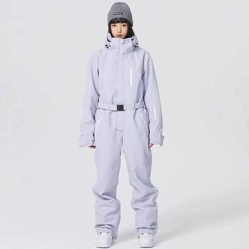 One Piece Skiing Suites Hooded Women Set Winter Outdoor Ski Jacket Pant Waterproof Men Snowboard Wear 2025 New Snow Jumpsuit