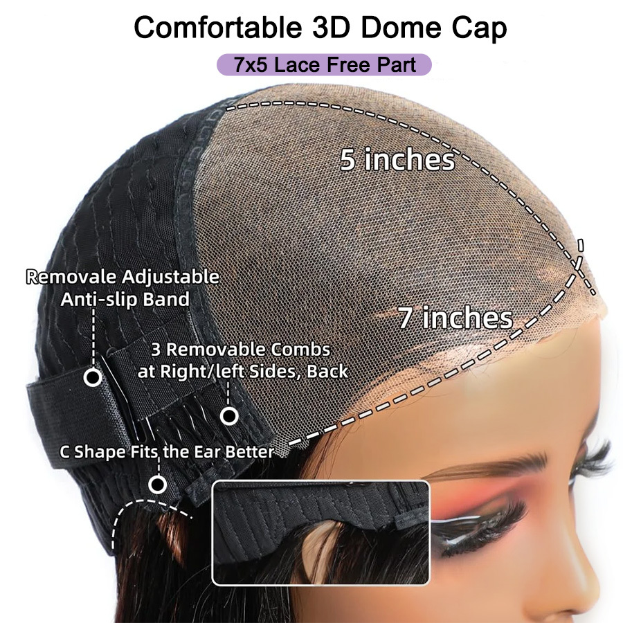7x5 Glueless Kinky Straight Human Hair Wear Go Pre-bleached Ready to go Front Wig Pre-cut Lace Preplucked Wigs 12A