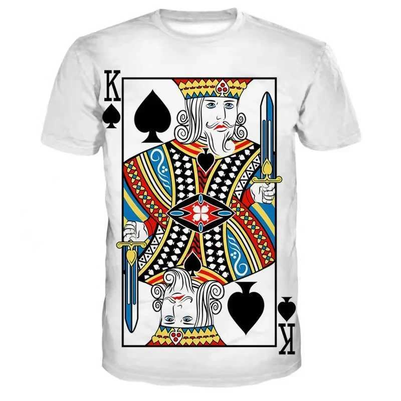 Poker card 3D printed fashionable mens T-shirt Plum K pattern short Slves casual Harajuku trend comfortable O-neck top W241026