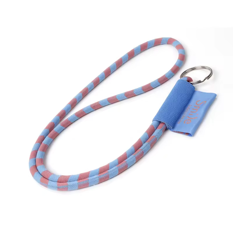 Custom Logo Lanyard | Free Design & Factory Customization | Embossed Round Rope Strap | Elastic Woven Intermittent Color Lanyards for Suppliers