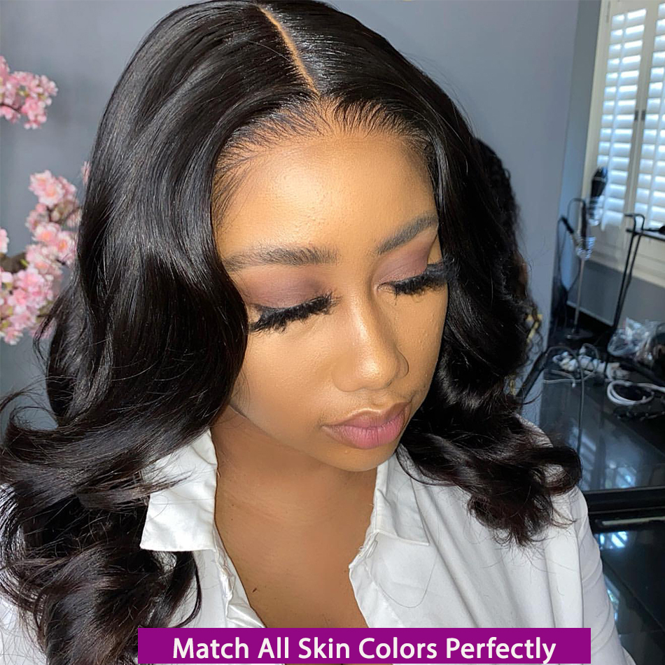 Brazilian 13x4 Transparent Frontal Body Wave 100% Virgin Human Hair 4x4 Lace Closure Bob Wig Natural Color