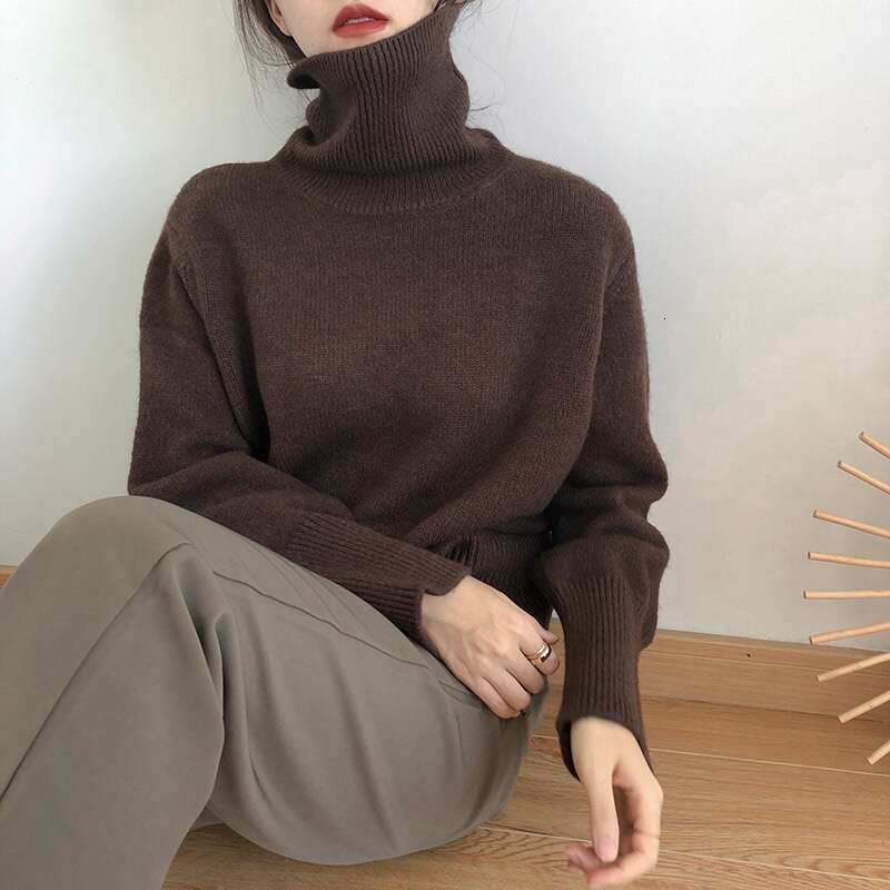 Autumn Winter Women Knitted Turtleneck Cashmere Sweater 2021 Casual Basic Pullover Jumper Long Sleeve Loose Tops