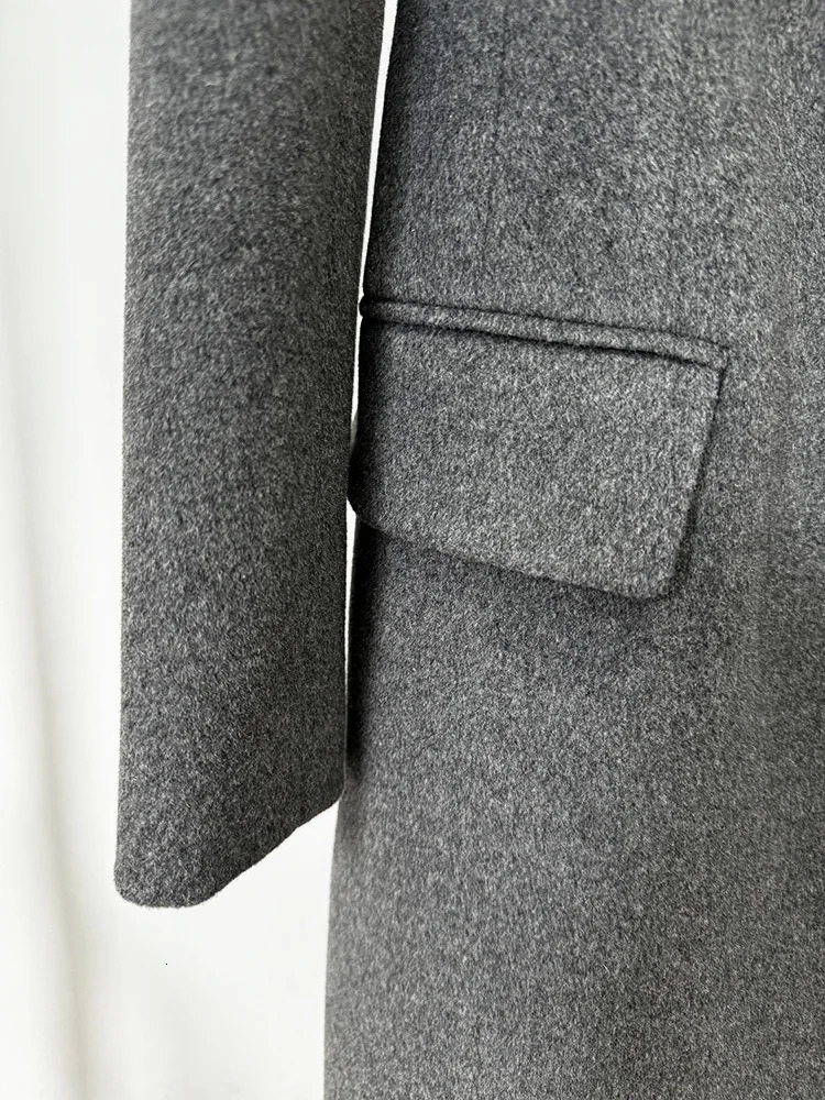2024 est Winter Vintage Long Cloth Bowknot Notched Full Sleeve Women High Quality Solid Wool Blends Coat 241025