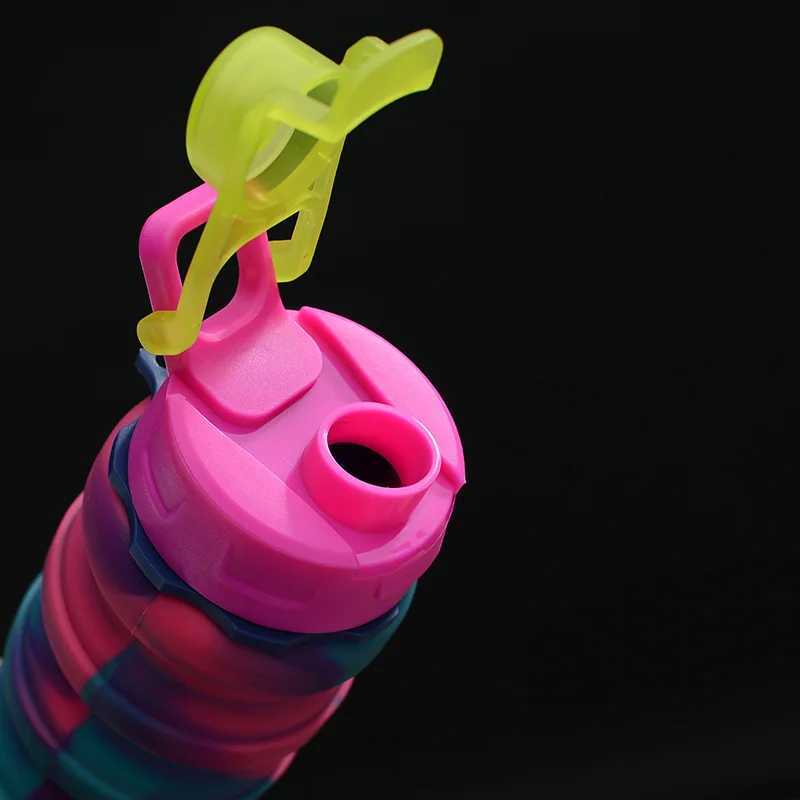 Foldable Water Bottlapsible Cup Portable Leak-Proof Silicone Sports Travel Outdoor Bottle with Lid for Running Z260202