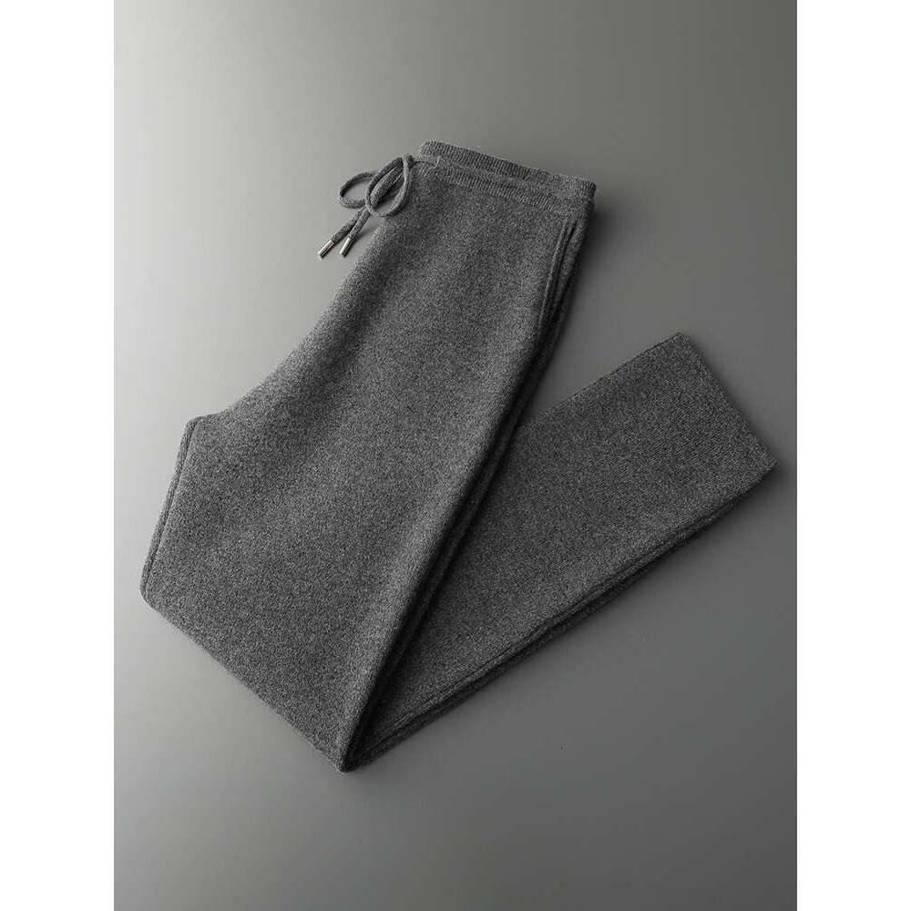 2024 Men's Cashmere Autumn Winter Pencil 100% Merino Wool Knit Trousers Thick Soft Warm Basic Smart Casual Pants