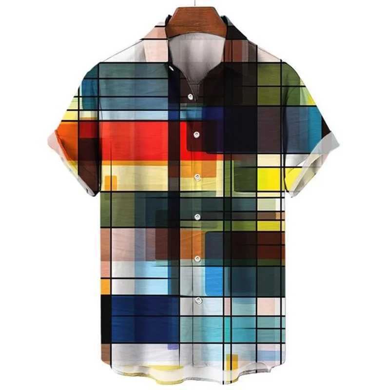 Mens colorful 3D printed plain weave shirt hot selling fur fashion Haian shirt loose short Slve button beach shirt mens clothing W241026