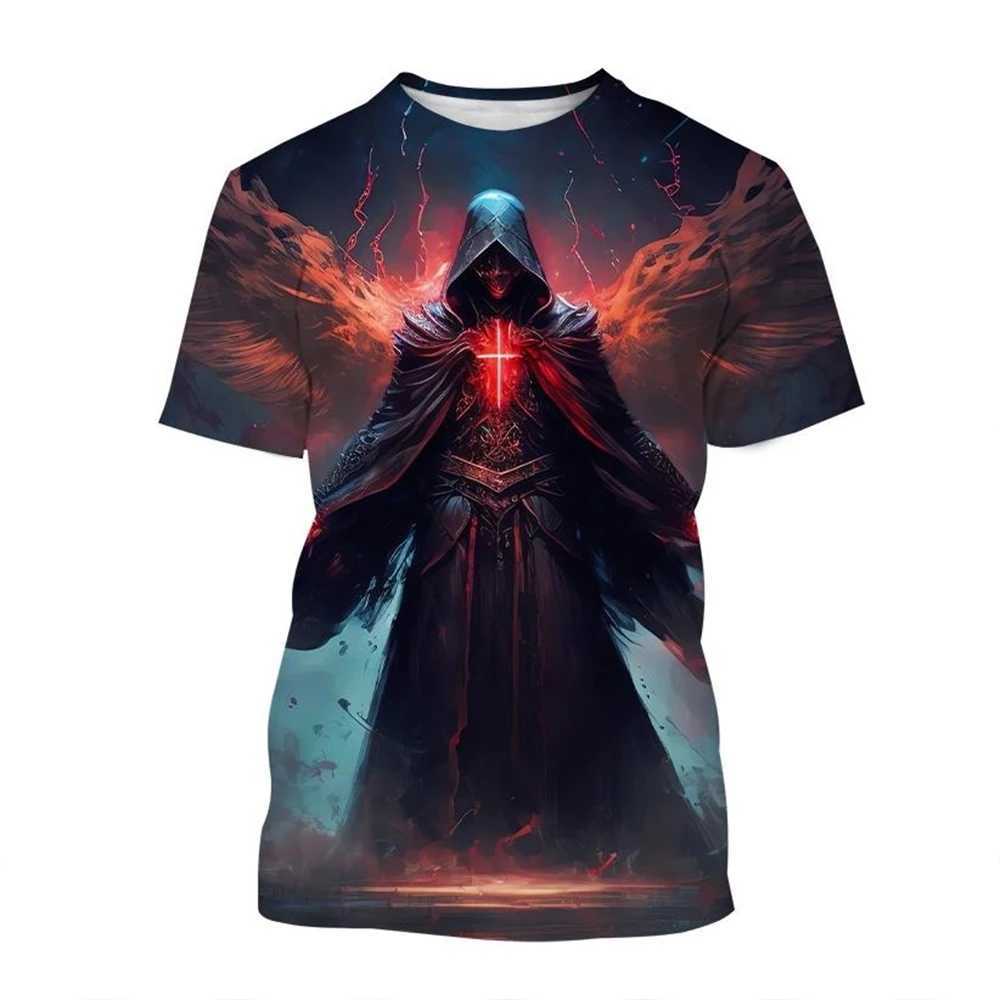 Hot selling new skeleton 3D printed mens and womens fashionable horror short sleeved flame skull casual T-shirt W241026
