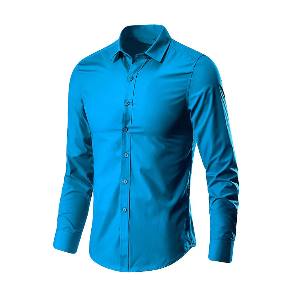 Spring Mens Social Shirt Slim Business Dress Shirts Male Long Sleeve Casual Formal Elegant Blouses Tops Man Clothes 241025
