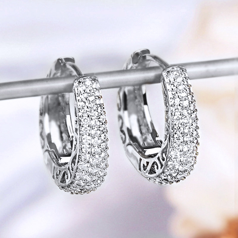 925 sterling silver colored zircon earrings women hip hop street diamond crystal earrings hollow design 18K diamond Stud earrings luxury jewelry