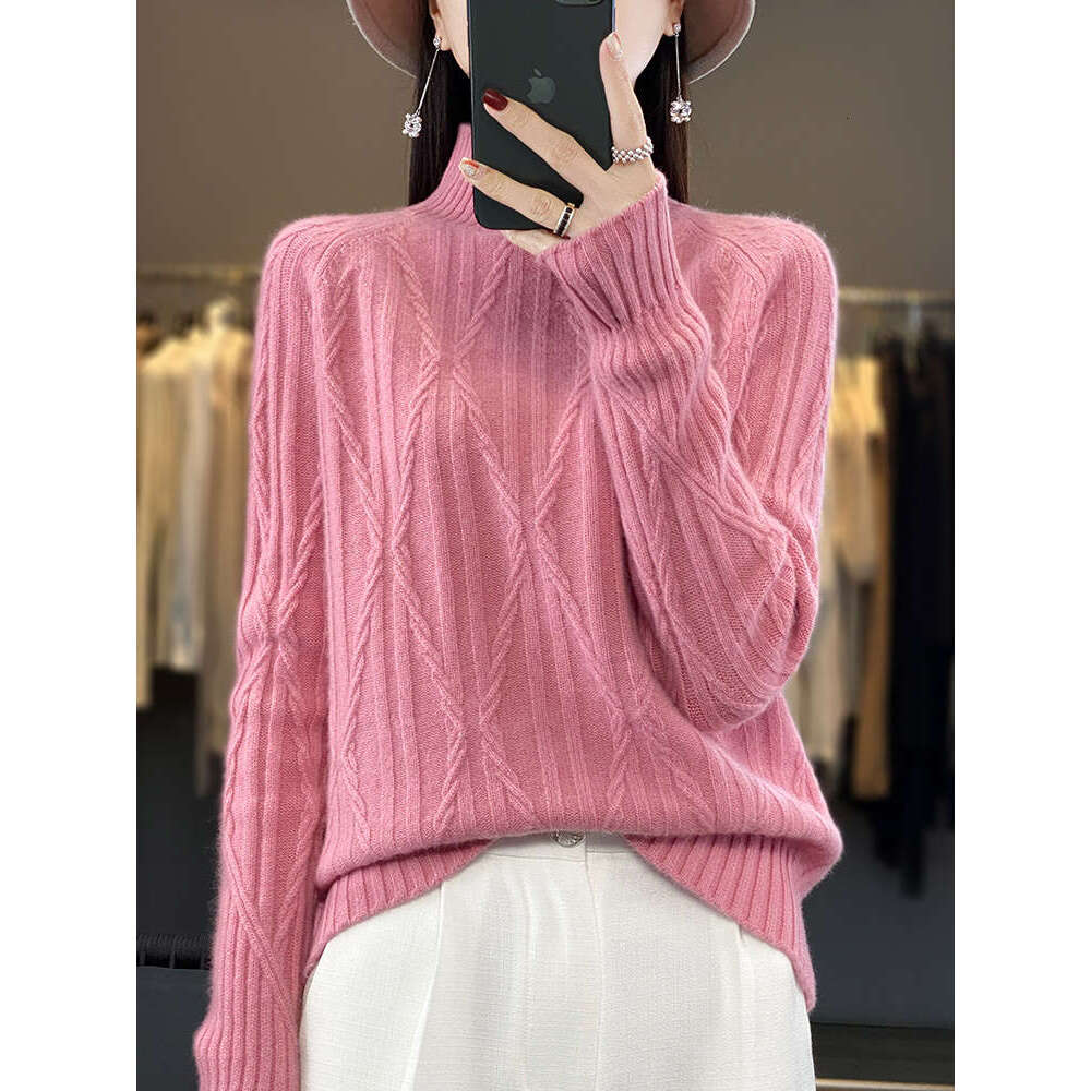 2023 Fashion Good To Wear 100% Merino Wool Tops Women Clothing Sweater Turtleneck Long Sleeve Pullover Autumn Winter Knitwear