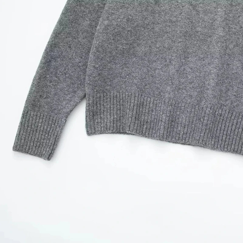 Laxsesu Autumn Winter Women Gray Pullover ONeck Chic Loose Sweaters 2024 Long Sleeve Fashion Knitted Casual Jumper Female 241018