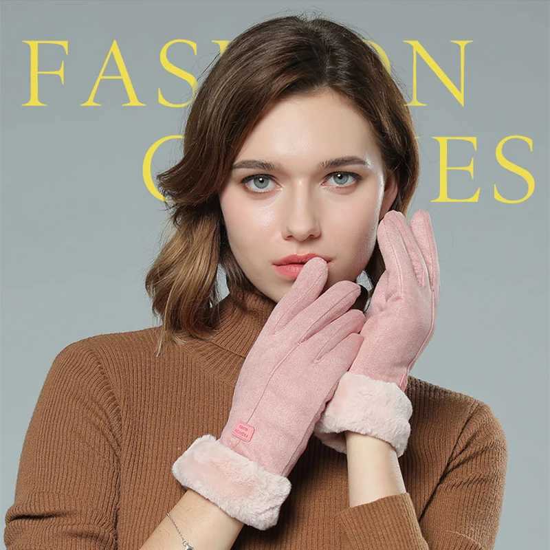 New Fashion Gs Autumn Cute Fur Warm Gloves Full Finger Gloves Women Outdoor Sports Women Gs Screen W241026