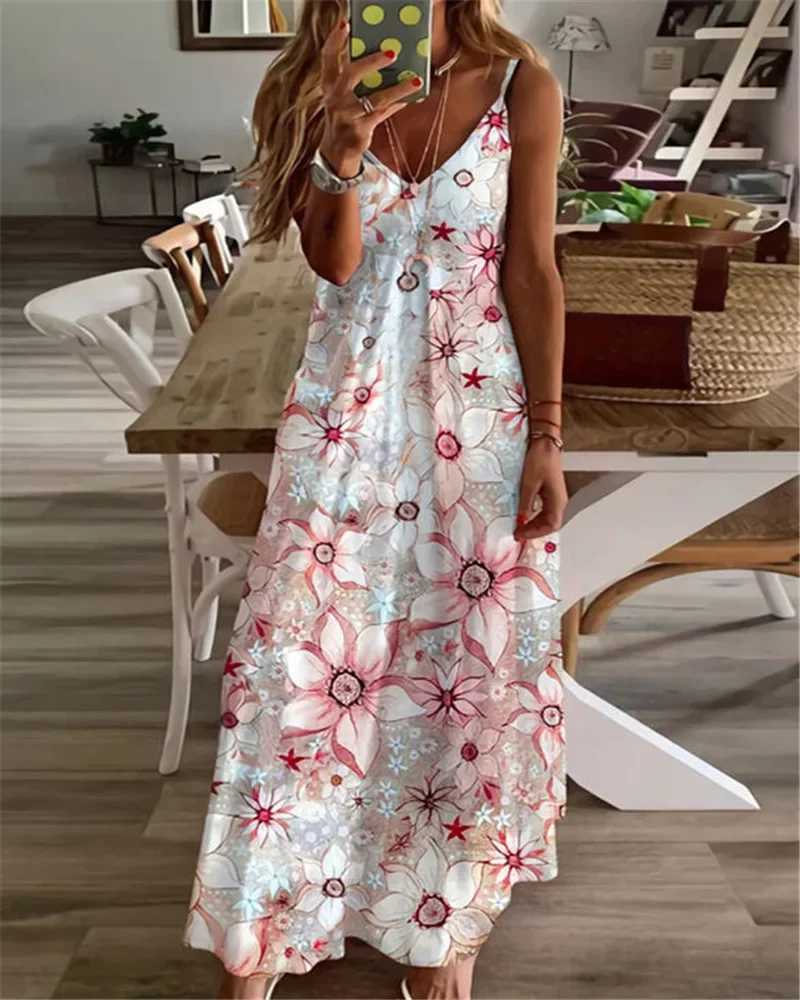 Pregnant dress plus size pregnant dress womens long skirt summer casual bohemian printed long sleeved V-neck pregnant dress W241026