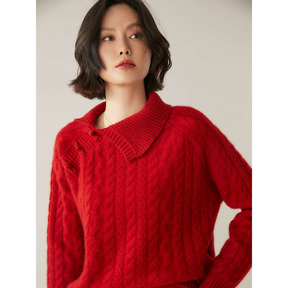 New Chic Women's 100% Cashmere Sweater Twist Wer Knit Pullover Autumn Winter Chinese Style Knitwear Female Clothing Top