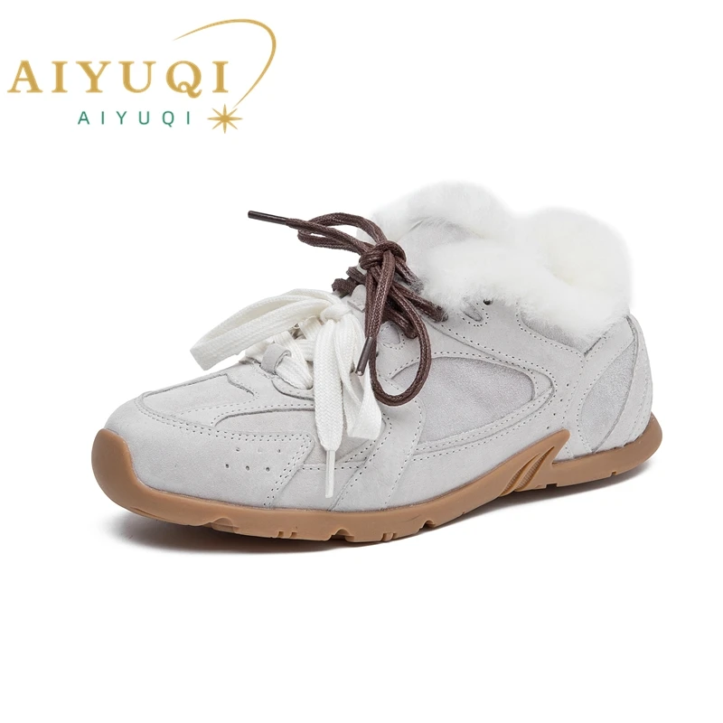 AIYUQI Women Winter Sneakers Genuine Leather 2024 New Non-slip German Training Shoes Women Large Size Flat Female Winter Shoes