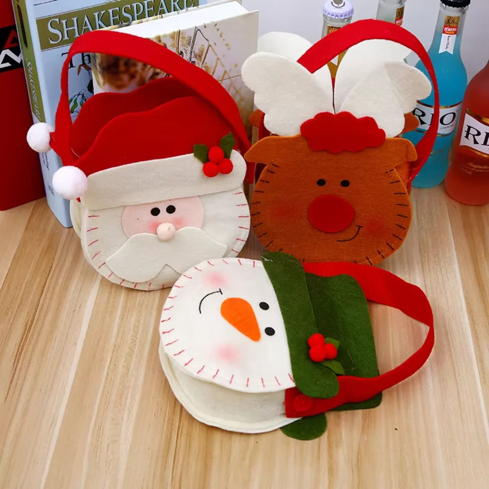Christmas decorations -woven tote Gift Christmas gift Christmas Santa Sack Tote ren Candy Stocking 241025