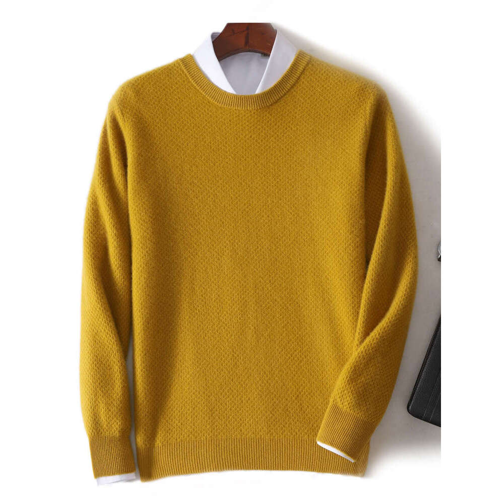 First-E Ready-To-Wear 100% Merino Wool For Men Sweater Autumn Winter Thick New O-Neck Pullovers Loose Knit Shirt Casual Tops