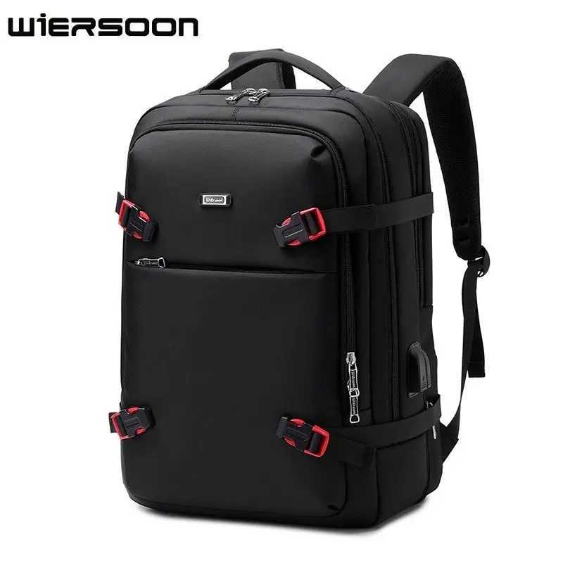 WIERSOON 45L Male Expandable Large Capacity Traveling Backpack for 17 inch Laptop Mens Backpack Approved Weekender BagXJ241026